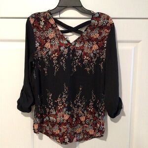 Maurices Black and Red Floral Blouse